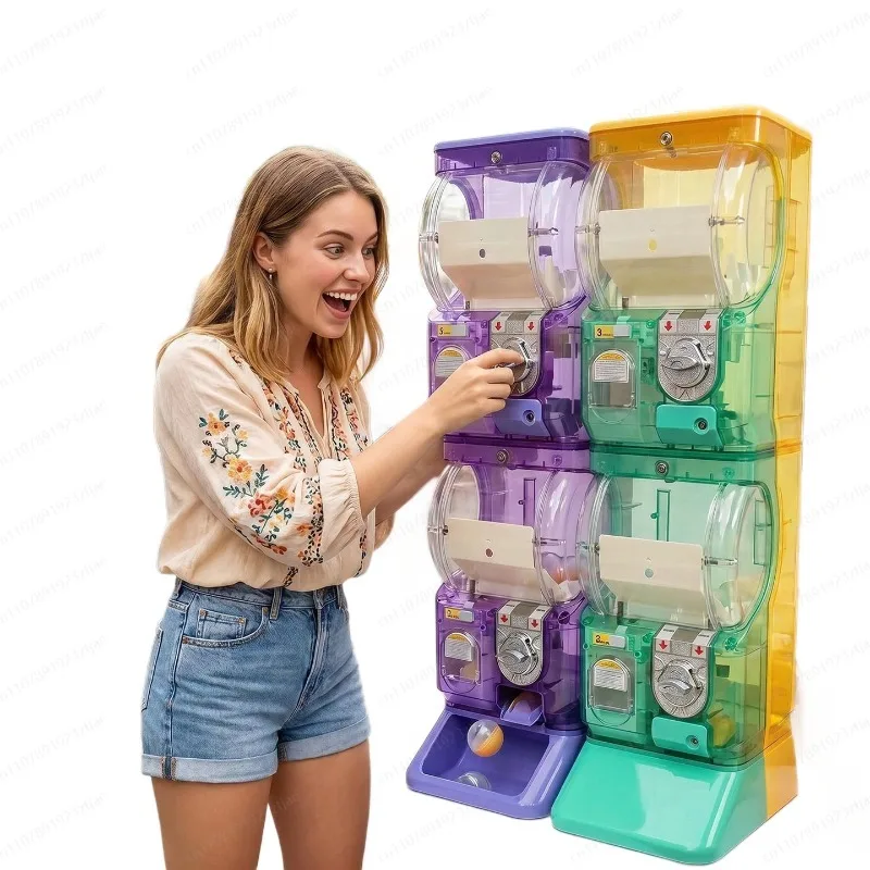 Arcade Vending Machines - آلة غاشابون شفافة بيضاء ذات طبقتين،