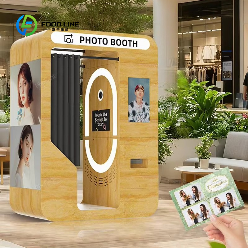 Photo Booth Machine - كشك تصوير خشبي محمول مخصص بتصميم