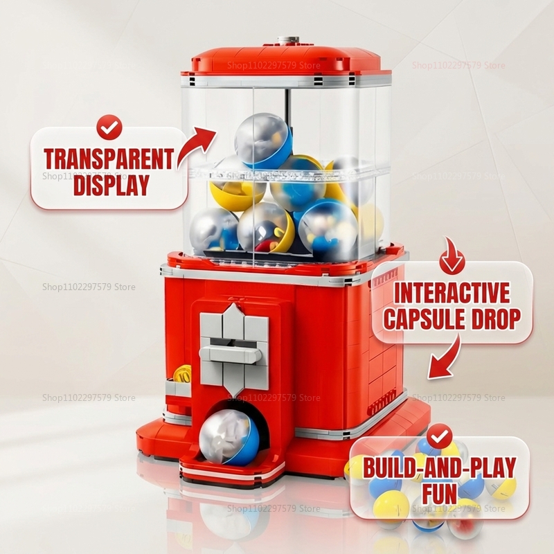 مجموعة مكعبات بناء ماكينة البي - مراجعة Arcade Toy Vending Machine وسعره
